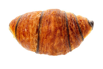 Chocolate croissant isolated on a white with clipping path included
