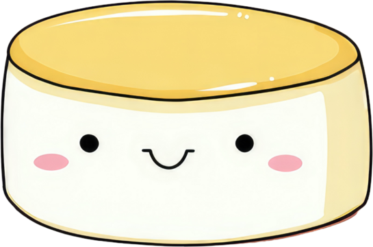 Cute Cartoon Dessert with Smiling Face and Cheeks.