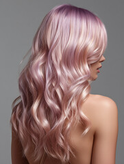 Fototapeta premium Hair model showing beautiful shiny light pink