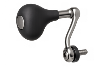 Fishing reel handle knob mechanism isolated on transparent
