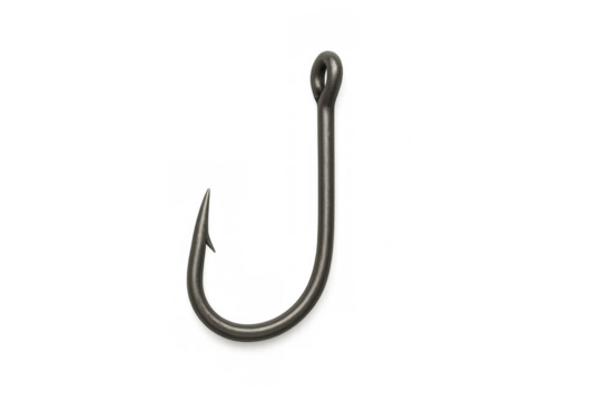 Metal fish hook for fishing on transparent background