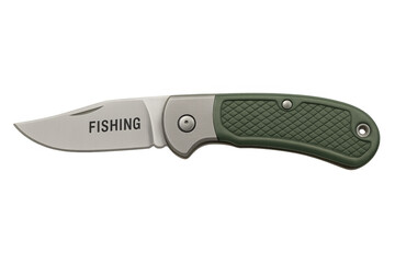 Green folding pocket knife for fishing activity