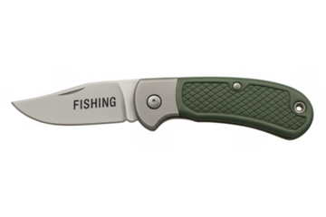 Green folding pocket knife for fishing activity