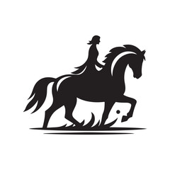 horse and rider on beach vector silhouette clip art logo design illustration