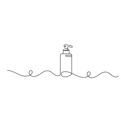 Cosmetic shampoo bottle icon   continuous one line drawing of outline vector illustration