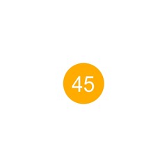 This is an image of a yellow-orange circle with the number 45 written in white at the center, placed against a plain white background.

