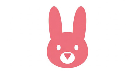 ai generative vextor Minimalist rabbit face icon, flat style, rounded edges, pastel pink, white background