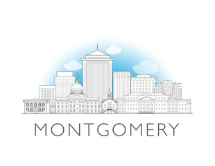 Montgomery, Alabama, cityscape illustration skyline drawing