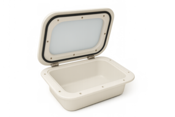 Open marine boat deck inspection hatch compartment