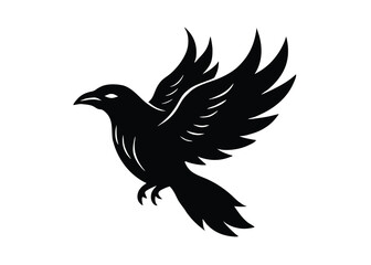 dark raven flame silhouette vector icon