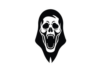 dark scream skull silhouette vector icon