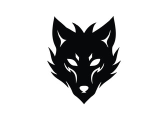 Fototapeta premium dark wolf flame mask silhouette vector icon