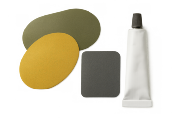 Fabric repair kit with glue tube and patches