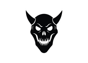 demon mouth skull silhouette vector icon