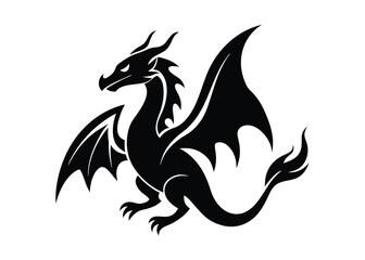 dragon flame silhouette vector icon