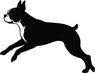 Boston terrier dog jump silhouette vector illustration