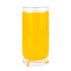 Glass of fresh orange juice on isolated background