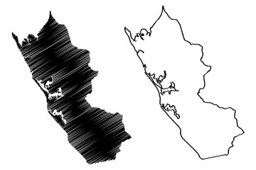 Ogooue-Maritime Province (Subdivisions of Gabon, Gabonese Republic) map vector illustration, scribble sketch Ogooue Maritime map