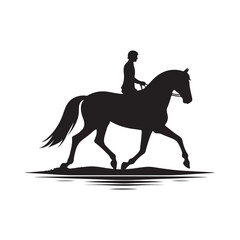 horse and rider on beach vector silhouette clip art logo design illustration