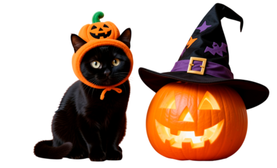 halloween pumpkin with witch hat