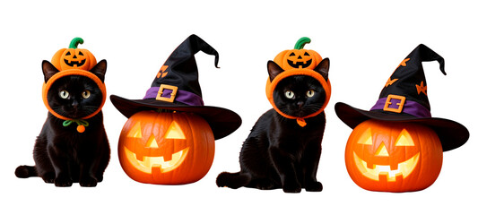 halloween pumpkin with halloween pumpkin with witch hat  black cat