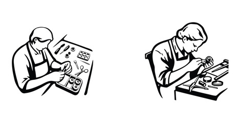 Minimalist line art sketch of a artisan black silhouette style vector art design