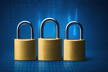 Fototapeta premium Security measures exploring padlock designs in a digital environment for enhanced protection