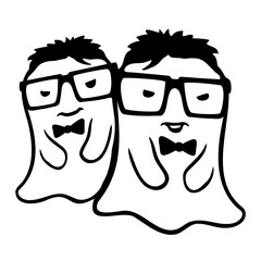 Nerd Ghost Friends Angry Mad Bad Glasses Bow Tie Halloween Geek