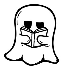 Smart Ghost Reading Book Nerd Curious Cute Halloween