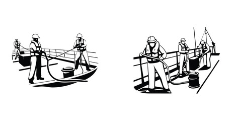 Minimalist line art sketch of a sailor black silhouette style vector art design