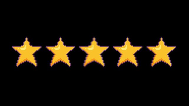ドット絵の回転して出てくる五つ星評価,透過背景