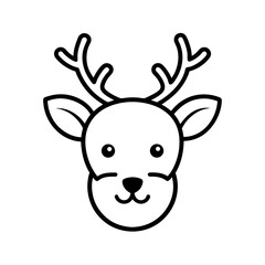 outline vector illustration of a reindeer face icon vector art