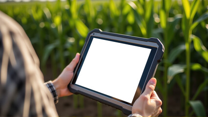 Modern Farming Technology in Agriculture Field with Tablet in Use