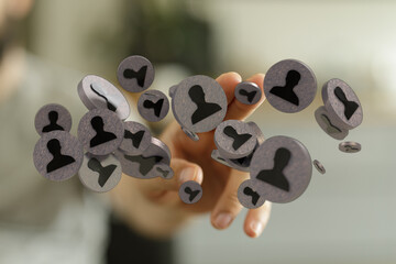 Social network connection. Business team working in hand. Recruitment and teamwork abstract concept. Connection and digital.