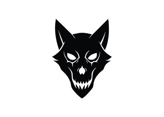 evil wolf skull silhouette vector icon