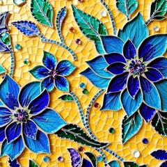 seamless floral background, vintage interior design, stone wall background