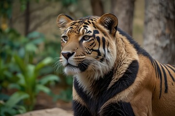 portrait of a tiger on transparent background