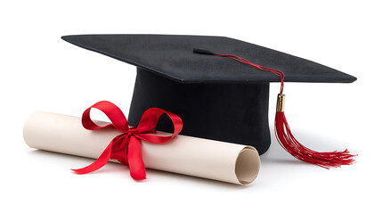 graduation cap and diploma