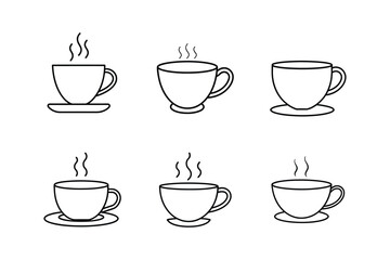 minimal tea cup icon line art vector illustration