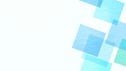水色の水彩で描かれた光り輝く正方形デザインの美しい抽象的な背景