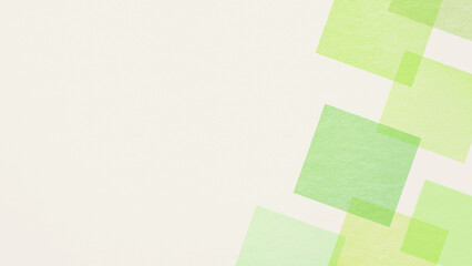 緑色の和紙に描かれた正方形デザインのあたたかい抽象的な背景