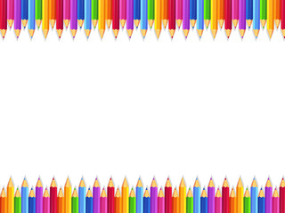 White Frame with Bottom Pencil Border Vector Drawing for Simple School Banner and Education Background