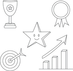 Success & Achievement Doodle Icons line art vector