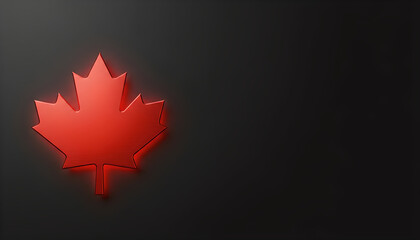 Fototapeta premium Red maple leaf on dark background for Canada Day, space for text 