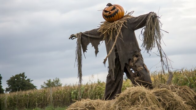 Realistic Style Halloween Scarecrow Strawman Halloween Monster No Background Applicable to any