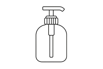 Obraz premium Outline drawing of a soap lotion dispenser bottle, isolated on transparent background