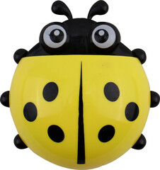 Ladybug shaped toothbrush holder on transparent background