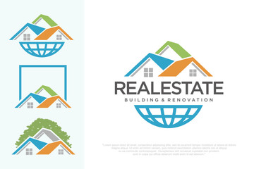 Building logo design with modern concept.city building construction abstract for vector illustration