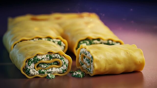 Delicious Homemade Spinach and Ricotta Cheese Strudel Roll.