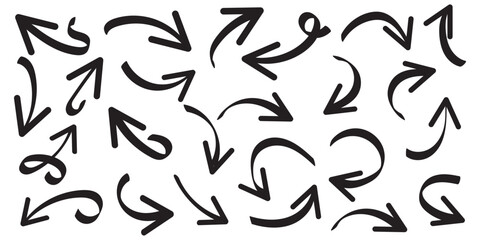 Elegant arrows set for business plan, presentation and education. Sign, Symbol, Hand drawn arrow collection